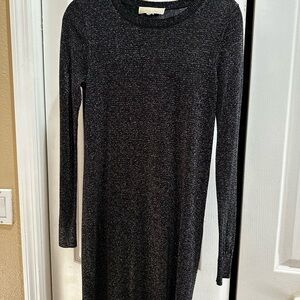 Michael Kors Black Long Sleeve Midi Dress